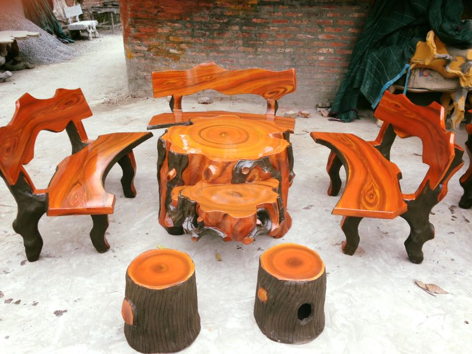 Bàn ghế đá giả gỗ