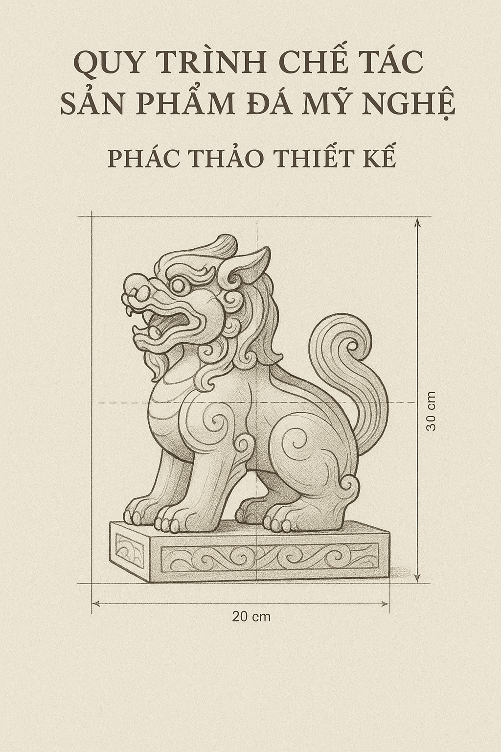 Sau khi có nguyên liệu, bước tiếp theo là phác thảo thiết kế. Với sản phẩm đá mỹ nghệ cao cấp, bản vẽ phải thể hiện rõ tỉ lệ, bố cục, họa tiết và ý nghĩa phong thủy