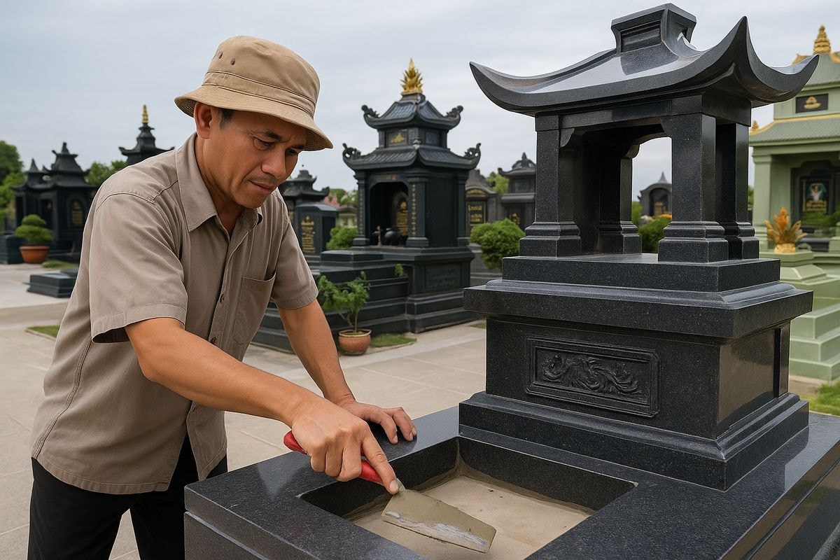 Trong những năm gần đây, nhiều gia đình lựa chọn đá mỹ nghệ làm vật liệu chính cho việc tu sửa mộ bởi các ưu điểm vượt trội