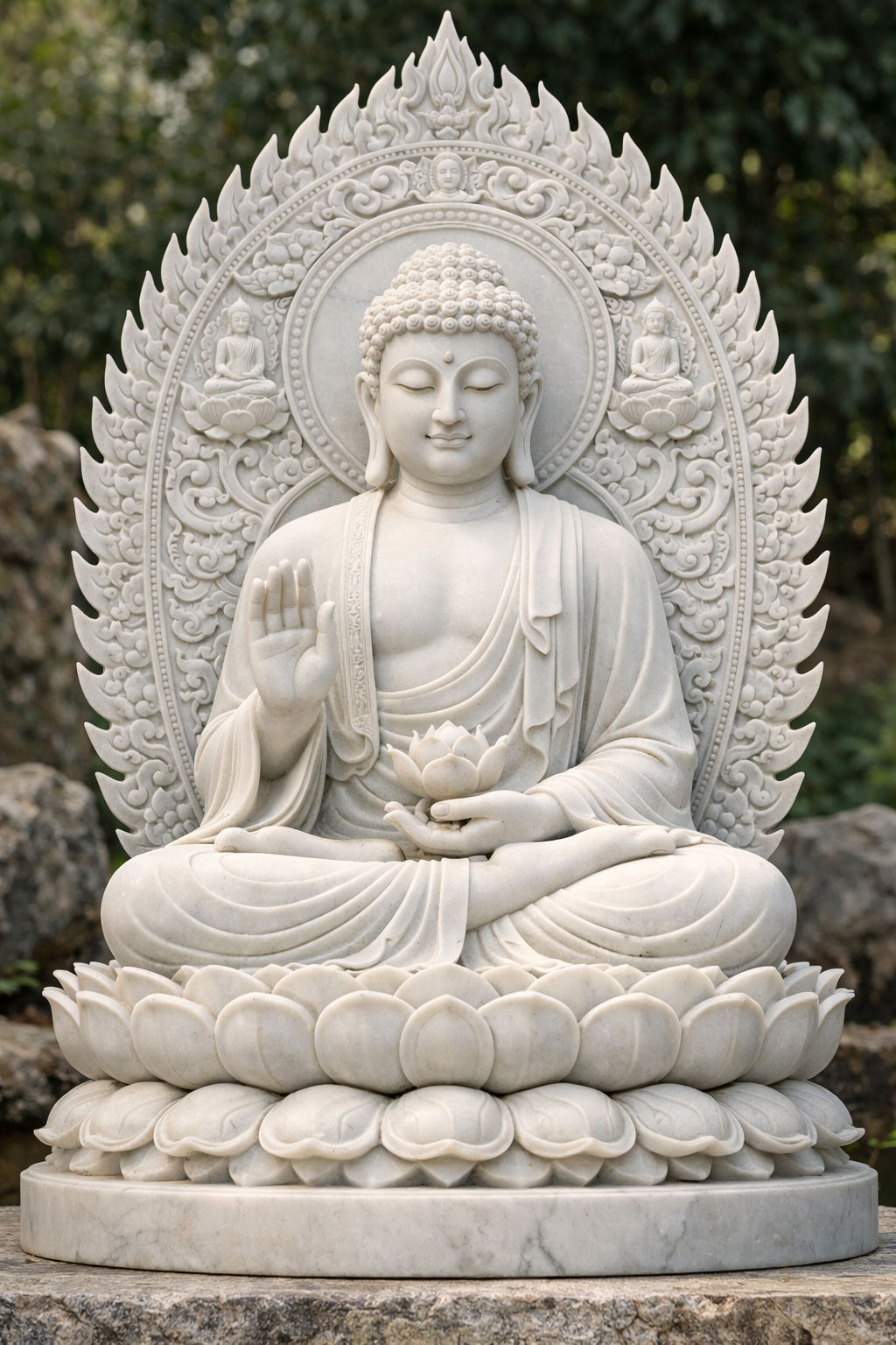 Ngày nay, tôn tượng A Di Đà đá có thể được chế tác theo nhiều kích thước và kiểu dáng khác nhau, từ tượng đứng tiếp dẫn đến tượng ngồi trên đài sen