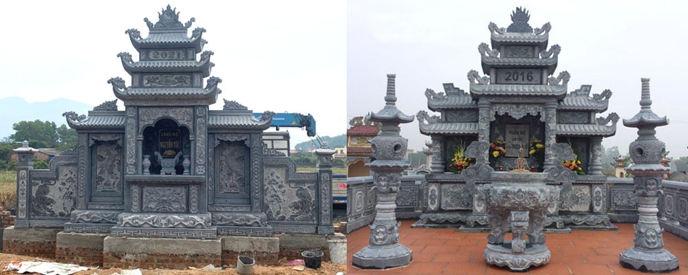 Đá mỹ nghệ chất lượng cao mang đến khả năng ứng dụng linh hoạt trong nhiều loại công trình khác nhau. Với công trình tâm linh như đình, chùa, miếu, lăng mộ, đá mỹ nghệ góp phần tạo nên không gian trang nghiêm, bền vững và giàu tính biểu tượng