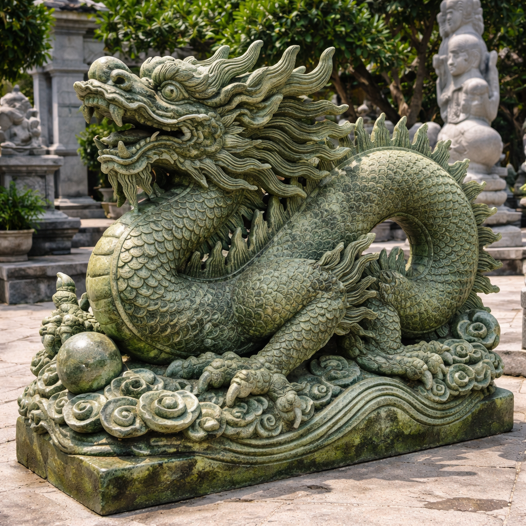 Đá xanh rêu trong điêu khắc mỹ nghệ truyền thống