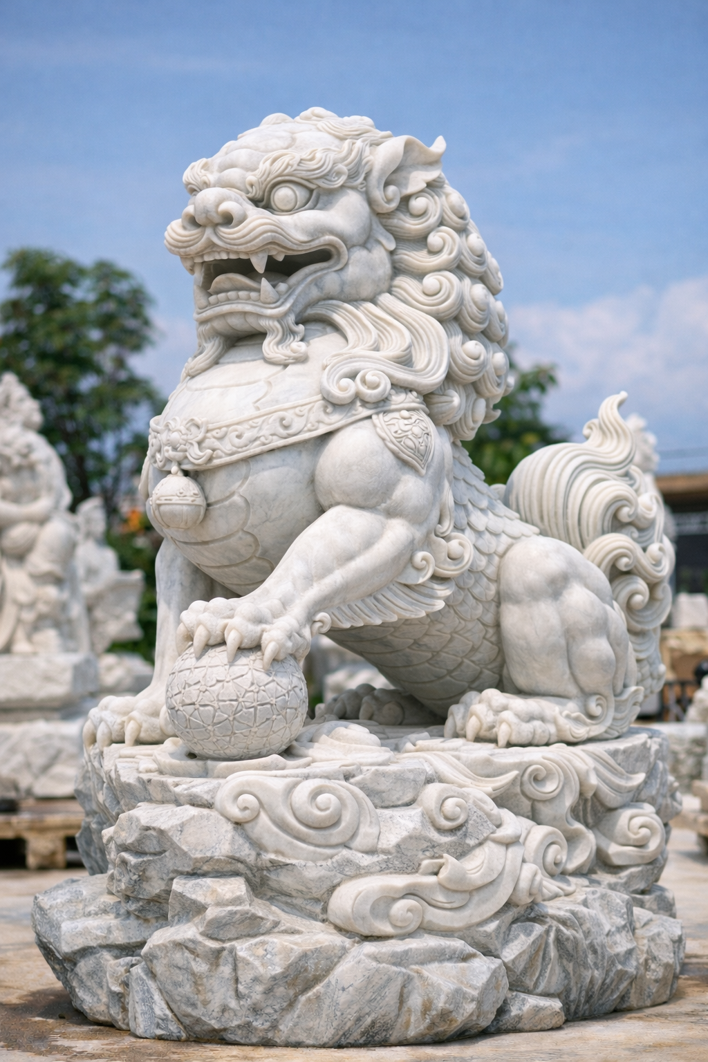 Sư tử đá từ lâu đã là linh vật bảo vệ công trình, mang ý nghĩa trấn trạch và chống lại năng lượng xấu