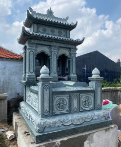 303 Bán - thiết kế mẫu mộ đá có mái Huế đá xanh nguyên khối