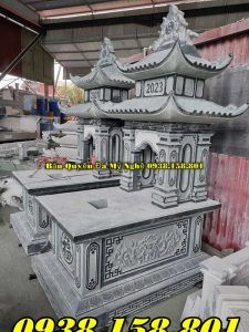 303 Bán - thiết kế mẫu mộ đá có mái Tây Ninh đá xanh nguyên khối